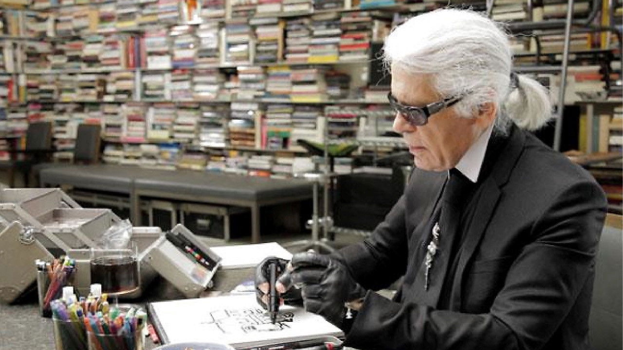 Karl Lagerfeld Sketches His Life Background